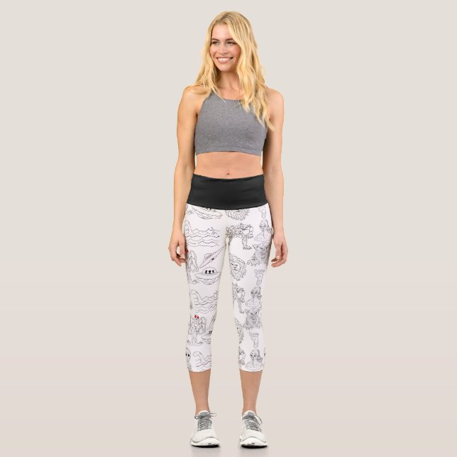 Leggings Capri OVNI, Alien, Criptid de pie grande (Anverso)