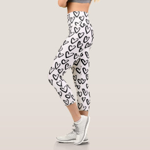 Leggings Capri Paint Stroke Heart Pattern