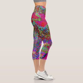 Leggings Capri Paisaje de jardín impresionista psicodélico