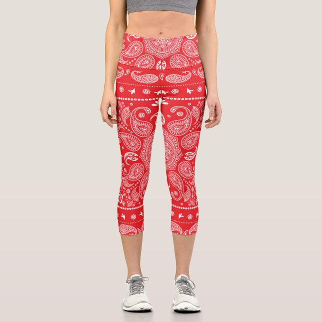 Leggings Capri Paisley Design-1 Capris de alta calidad (Anverso)