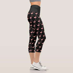 Leggings Capri Pájaro flamingo rosa de alta cintura de piernas c