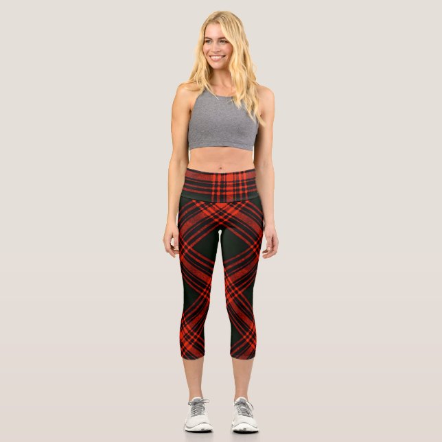 Leggings Capri Palabras de caza de Menzies antiguos Tartan Scotti (Anverso)
