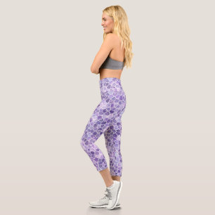 Leggings Capri Pale Lilac Y Púrpura Parchwork Terrazo Pa