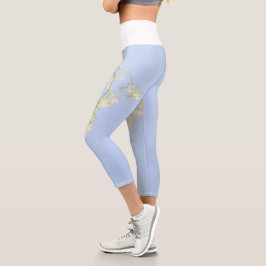 Leggings Capri Pálido Pastel Azul cielo azul Flores salvajes prad