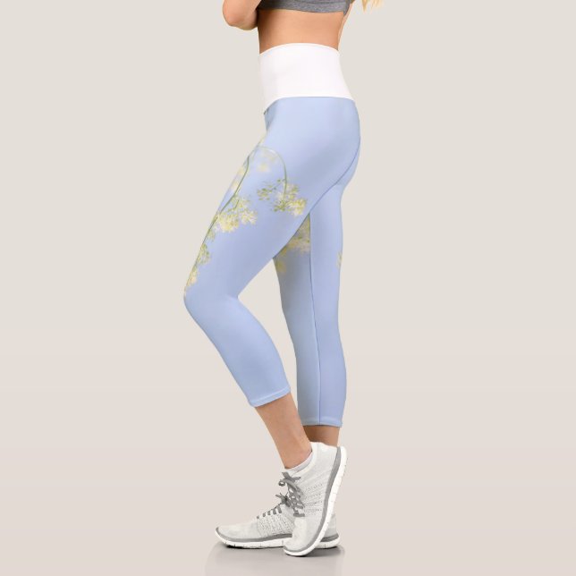Leggings Capri Pálido Pastel Azul cielo azul Flores salvajes prad (Izquierda)