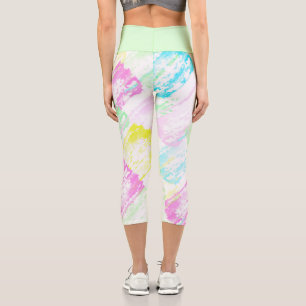 Leggings Capri Pálido Pastel Turquesa Azul Verde Rosa Abstracto A
