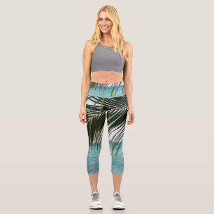 Leggings Capri Palm oceánica del amanecer del Caribe 1
