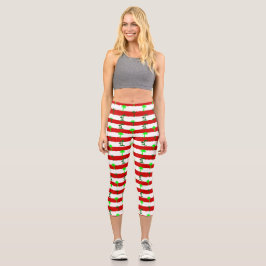 Leggings Capri palmeras de navidades tropicales rayadas