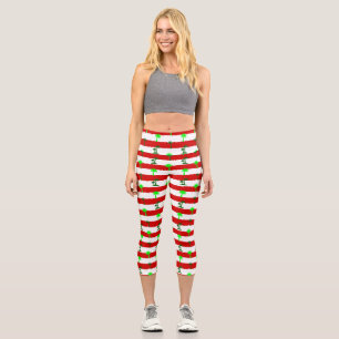 Leggings Capri palmeras de navidades tropicales rayadas