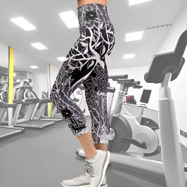 Leggings Capri Pantera negra en la jungla - dibujo a lápiz