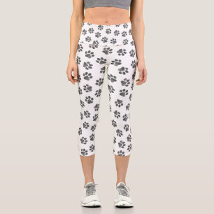 Leggings Capri Papas de perro, garras de perro, patas negras