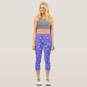 Leggings Capri Papel pintado barroco - flor azul