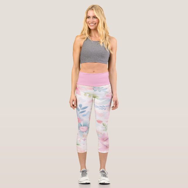 Leggings Capri Paraíso Floral Pastel Capris De Alto Despertar (Anverso)