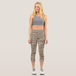 Leggings Capri Pared de ladrillo marrón un diseño novedoso 