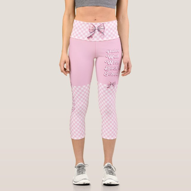 Leggings Capri Pareja Bien Con El Equipo De Plata Rosa Divertido  (Anverso)