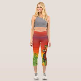 Leggings Capri Parroquia y mariposa al atardecer