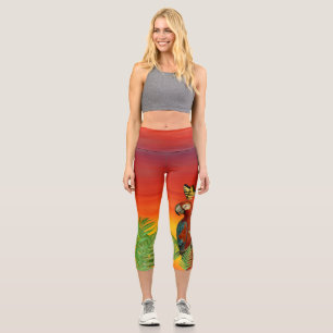 Leggings Capri Parroquia y mariposa al atardecer