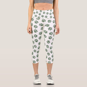 Leggings Capri Pasta de perro, garras de perro, patas verdes