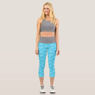 Leggings Capri Pastel Blue Sea Water Waves Peaceful Ocean