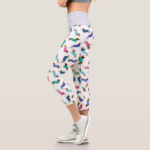 Leggings Capri Pastel Dachshunds y Polka Dot