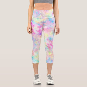 Leggings Capri Pastel de agua de tinte de arcoiris
