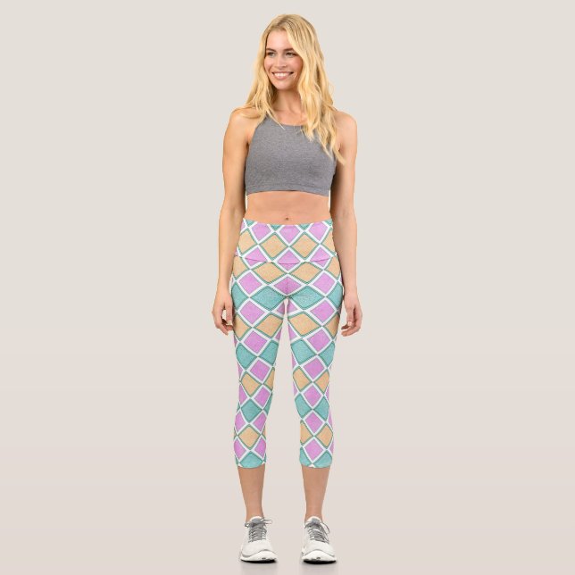 Leggings Capri  Pastel Harlequin Prism Small Diamond Pattern (Anverso)