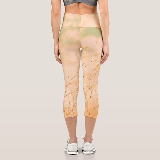 Leggings Capri Pastel Pale Golden Tree Brunches Sky (Reverso )