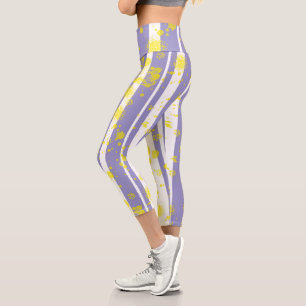 Leggings Capri Pastel Pale Lavender Purple Resumen Arte