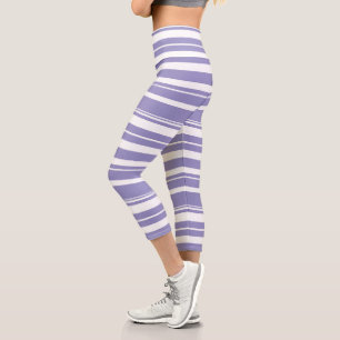 Leggings Capri Pastel Pale Lavender Purple Resumen Líneas de Arte