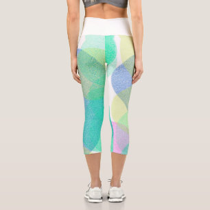 Leggings Capri Pastel Pale Turquoise Resumen Círculos de Arte