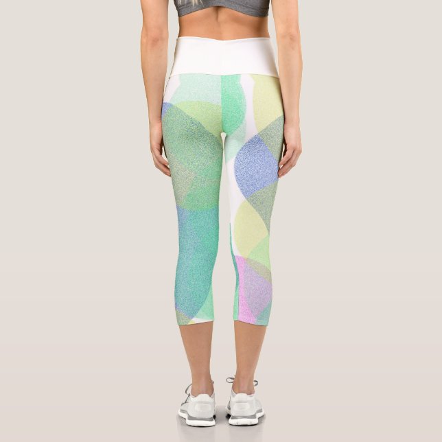 Leggings Capri Pastel Pale Turquoise Resumen Círculos de Arte (Reverso )