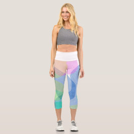 Leggings Capri Pastel Pale Turquoise Resumen Círculos de Arte