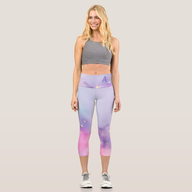 Leggings Capri Pastel Purpurina Nebula (Anverso)