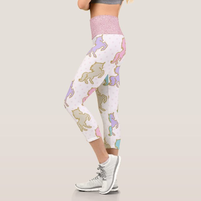 Leggings Capri Pastel Purpurina Unicornios (Izquierda)