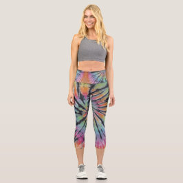 Leggings Capri Pastel Tie Dye Swirl