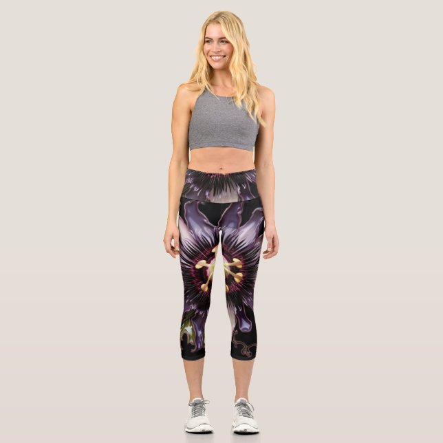 Leggings Capri Pata floral gótica (Anverso)