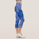 Leggings Capri Patrón abstracto azul moderno<br><div class="desc">Este diseño moderno presenta un patrón abstracto azul y púrpura.</div>