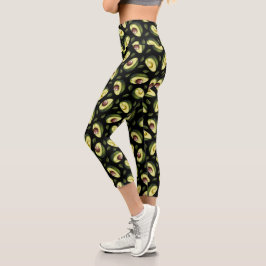 Leggings Capri Patrón aguacate verde y negro