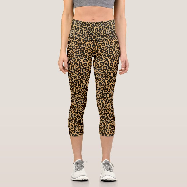 Leggings Capri Patrón animal de impresión leopardo (Anverso)