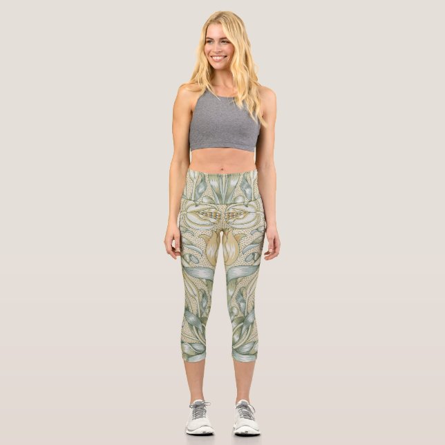 Leggings Capri Patrón Antiguo de Granada William Morris Lily (Anverso)