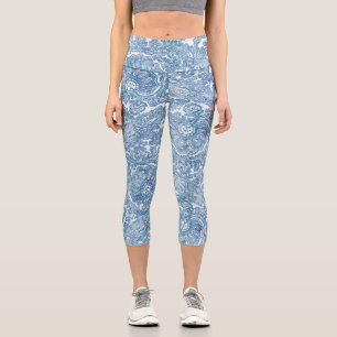 Leggings Capri Patrón azul Boho Paisley