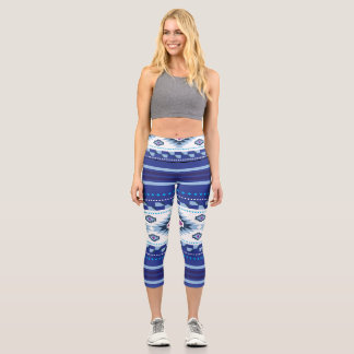Leggings Capri Patrón Azul Navajo