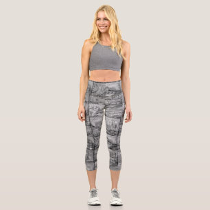 Leggings Capri Patrón blanco y negro de los souvenirs de París