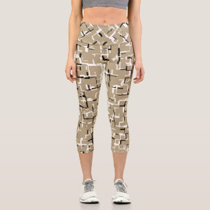 Leggings Capri Patrón blanco y negro único beige