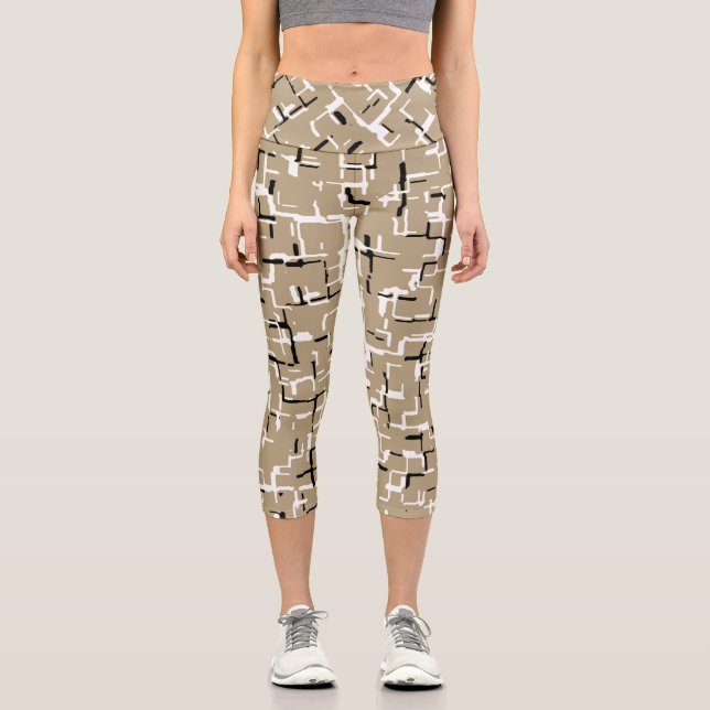 Leggings Capri Patrón blanco y negro único beige (Anverso)