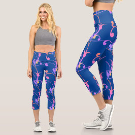 Leggings Capri Patrón botánico floral arcoíris colorido moderno