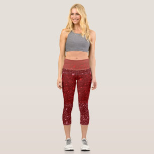 Leggings Capri Patrón cardíaco 01.Red.Pink.b Red BG