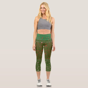 Leggings Capri Patrón cardíaco 01.Red.Pink.b Verde BG2