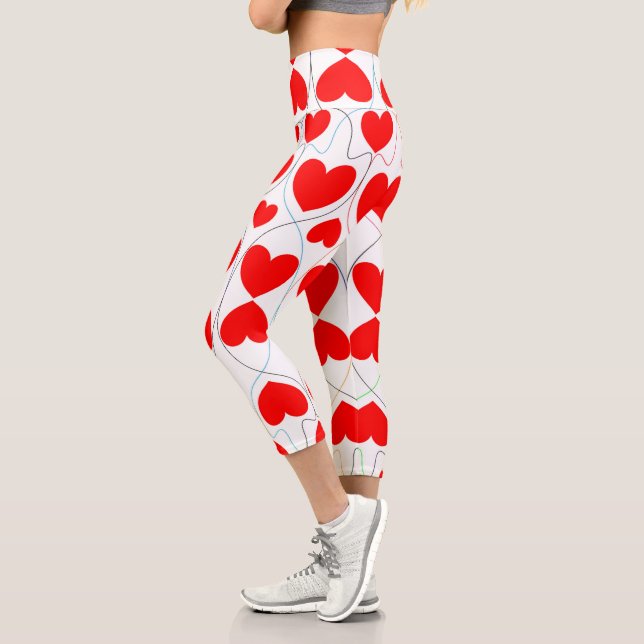 Leggings Capri Patrón cardíaco Capris de alta destreza (Izquierda)
