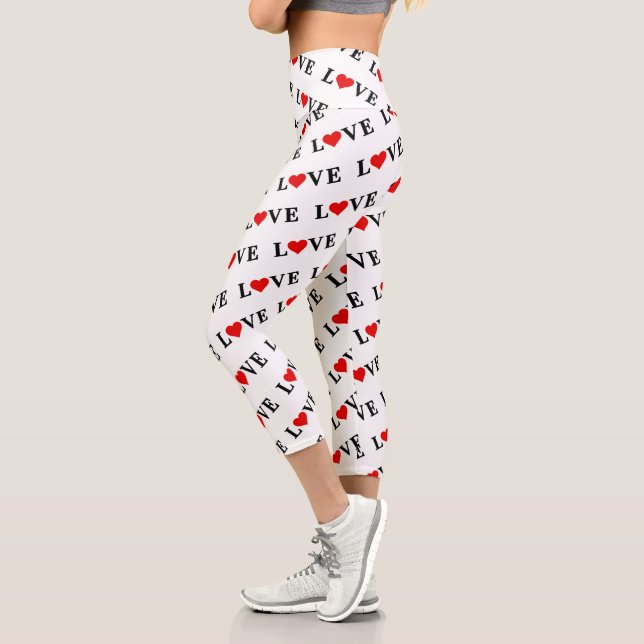 Leggings Capri Patrón clásico de ánimo de corazón elegante (Izquierda)